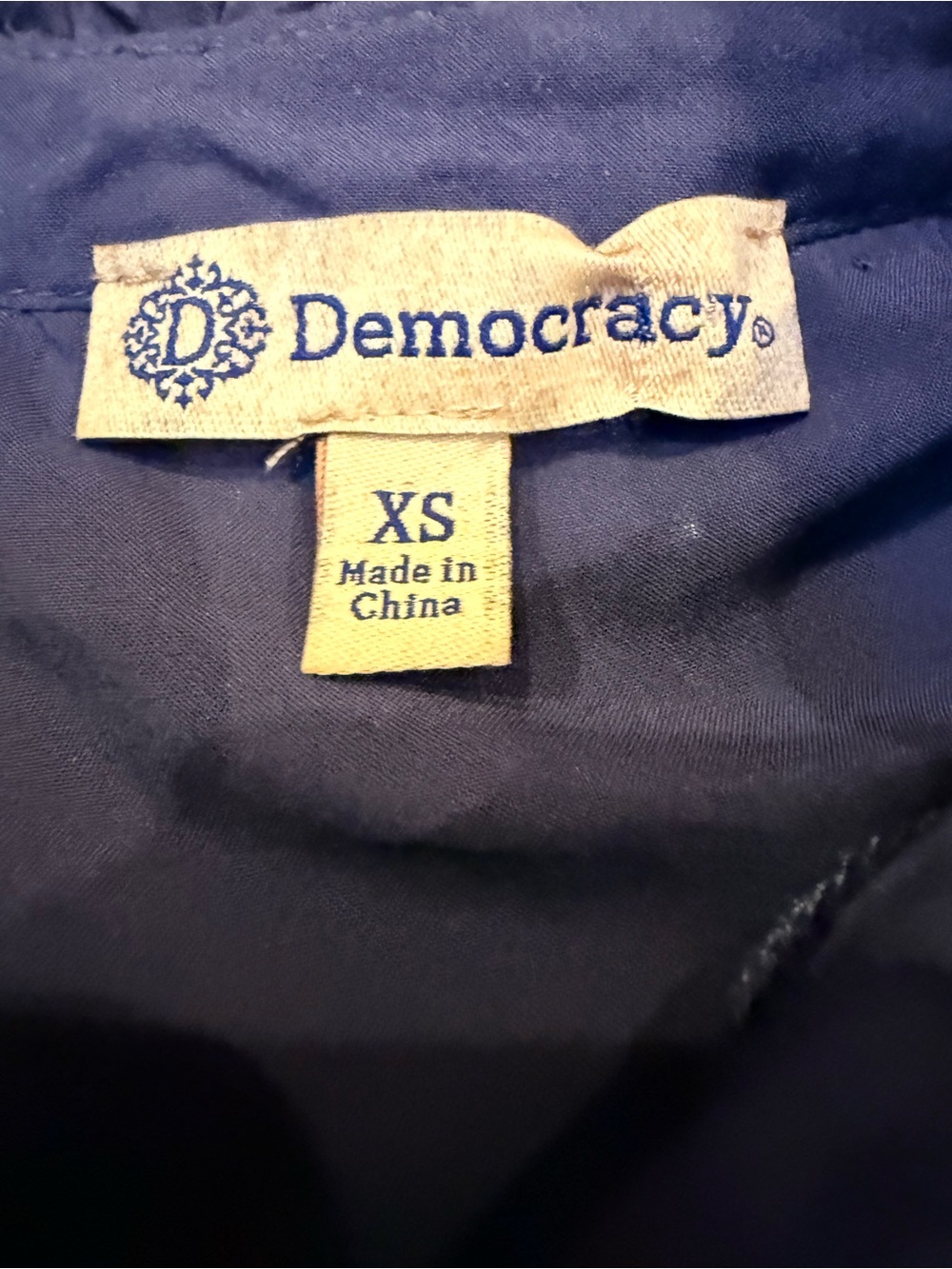 Democracy XS Navy Ruffle Henley Blouse Pintuck Long Sleeve Boho Festival Top - Picture 2 of 13